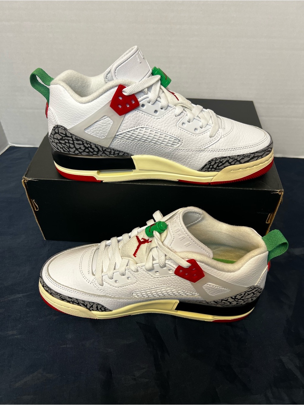 Jordan White, Red & Green Men's Basketball Sneakers - Picture 2 of 7